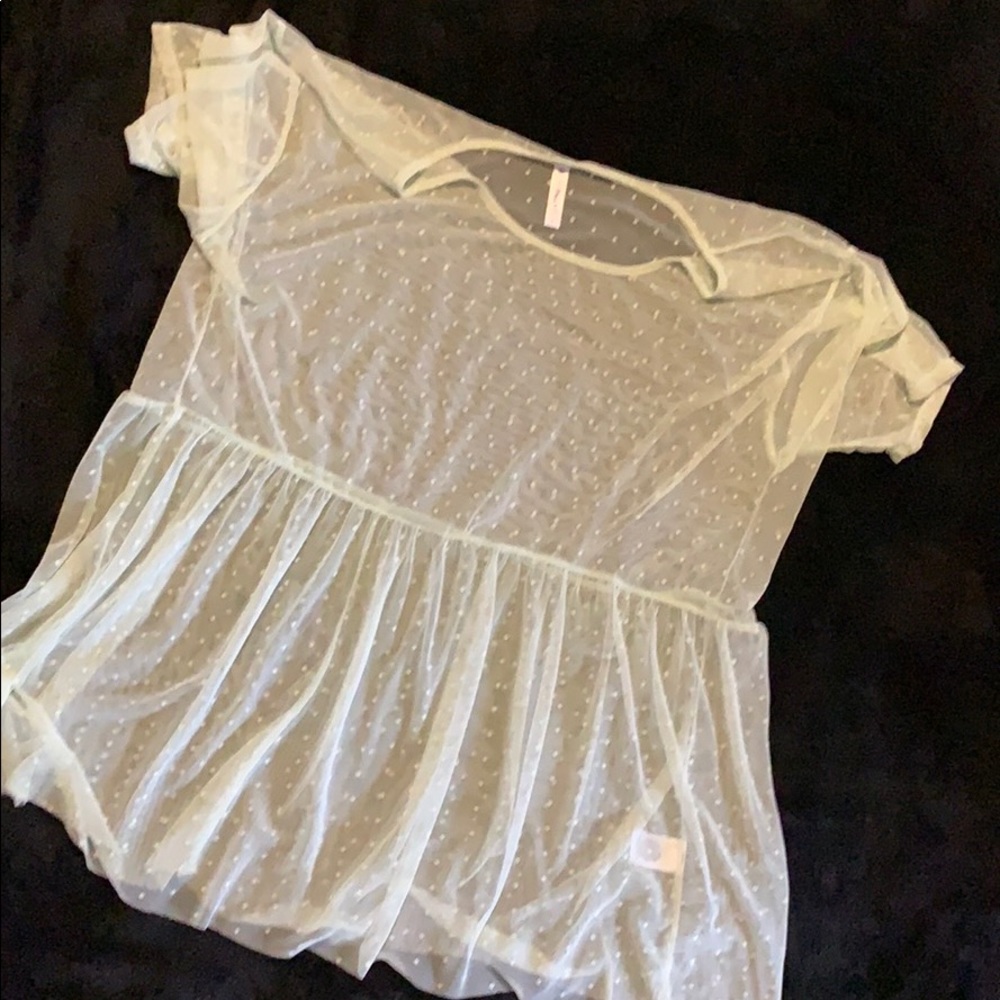 Short sleeve super soft see-through top size large
